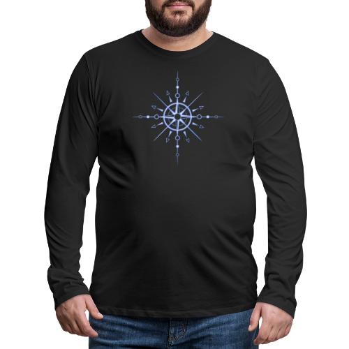 Snowflake, ice crystal. Sun with wind rose. - Men's Premium Long Sleeve T-Shirt