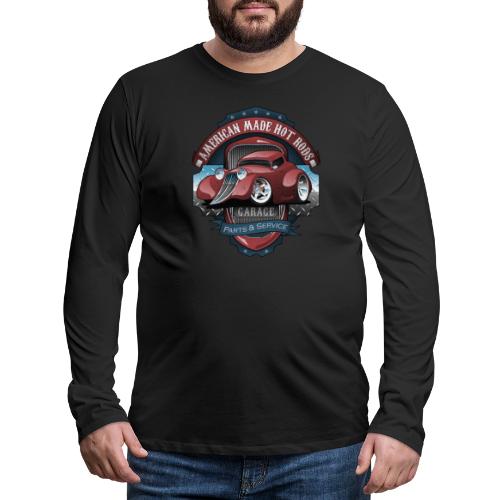 American Hot Rods Garage Vintage Car Sign Cartoon - Men's Premium Long Sleeve T-Shirt
