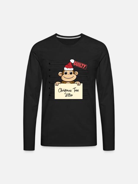Monkey christmas funny prison - Men's Premium Long Sleeve T-Shirt - black