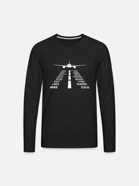 Phonetic Alphabet Pilot Airplane - Men's Premium Long Sleeve T-Shirt - black