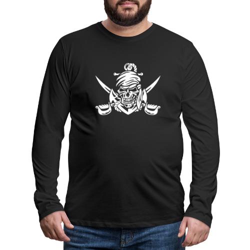 Pirate Skull with Anchor, Rope and Crossed Swords - Men's Premium Long Sleeve T-Shirt