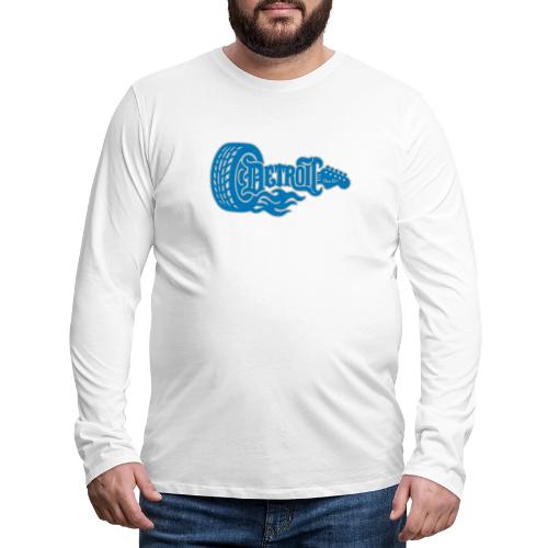 The D® - Detroit Wheel Guitar with Flames Bl Slvr - Men's Premium Long Sleeve T-Shirt