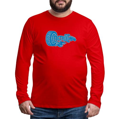 The D® - Detroit Wheel Guitar with Flames Bl Slvr - Men's Premium Long Sleeve T-Shirt