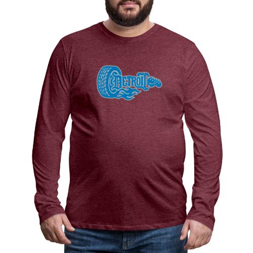 The D® - Detroit Wheel Guitar with Flames Bl Slvr - Men's Premium Long Sleeve T-Shirt