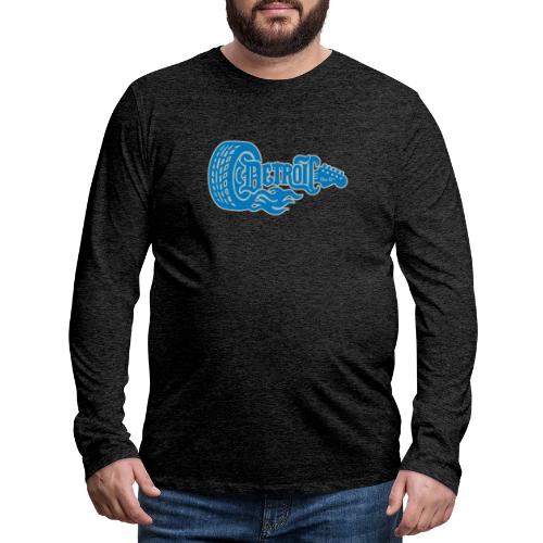 The D® - Detroit Wheel Guitar with Flames Bl Slvr - Men's Premium Long Sleeve T-Shirt