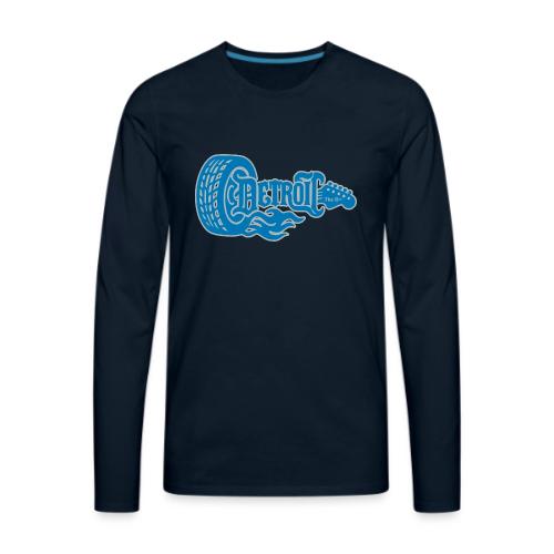 The D® - Detroit Wheel Guitar with Flames Bl Slvr - Men's Premium Long Sleeve T-Shirt