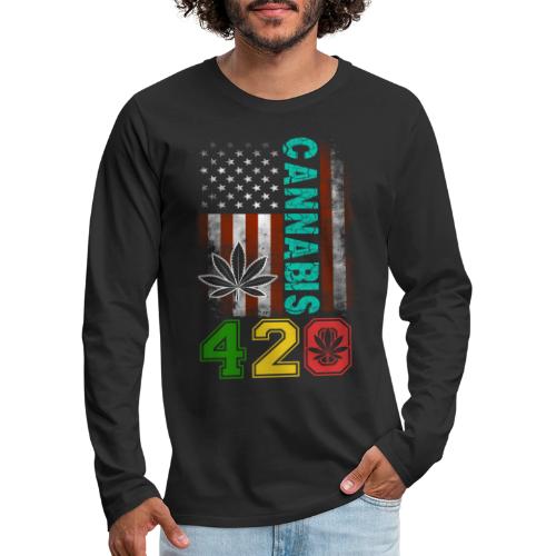 Amusing 420 American Herb Weed Marijuana Design - Men's Premium Long Sleeve T-Shirt