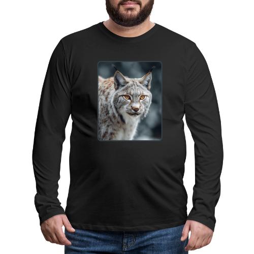 Lynx Portrait Piercing Eyes Design - Men's Premium Long Sleeve T-Shirt