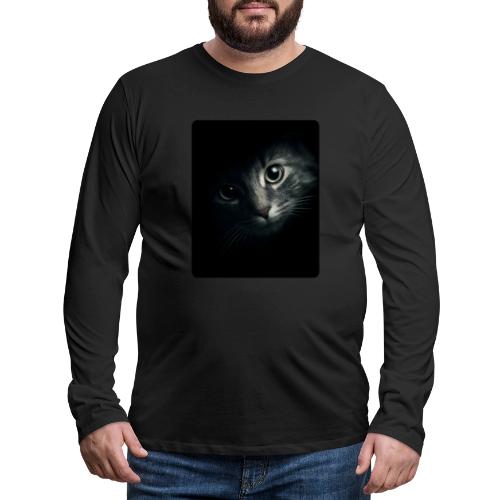 Cat Face in Shadow Close-Up Design - Men's Premium Long Sleeve T-Shirt