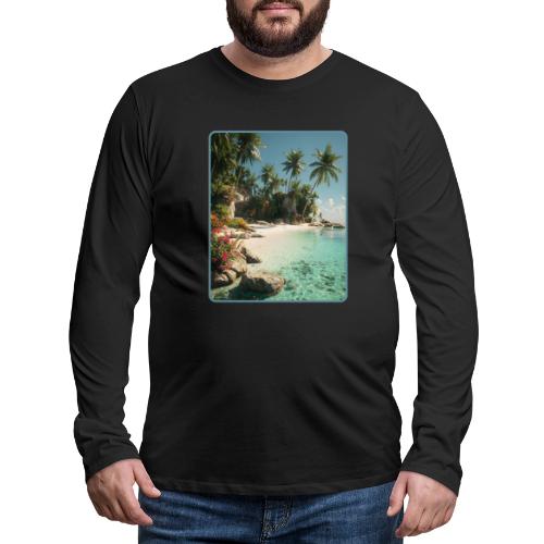 Serene Tropical Beach Floral Design - Men's Premium Long Sleeve T-Shirt