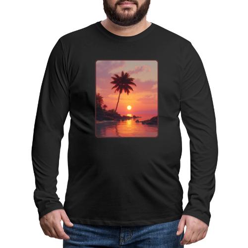 Tropical Beach Sunset Palm Design - Men's Premium Long Sleeve T-Shirt