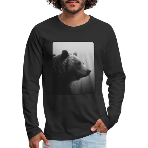 Grizzly Bear Black White Portrait Design - Men's Premium Long Sleeve T-Shirt