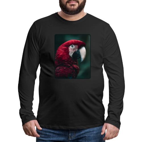 Red Green Macaw Bird Portrait Design - Men's Premium Long Sleeve T-Shirt