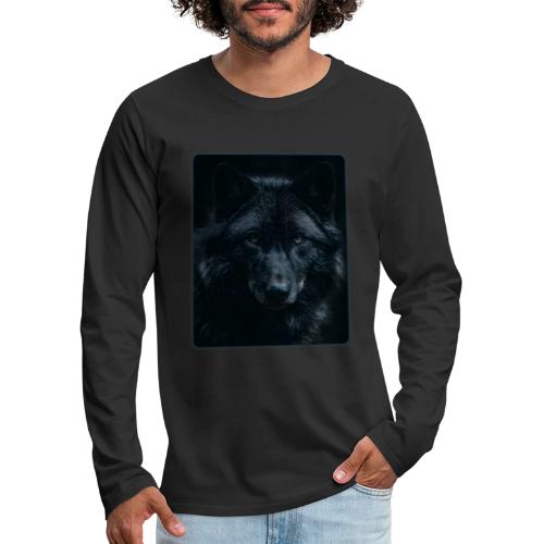 Black Wolf Intense Eyes Portrait Design - Men's Premium Long Sleeve T-Shirt