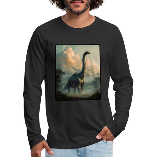 Brachiosaurus Prehistoric Scene Design - Men's Premium Long Sleeve T-Shirt