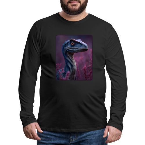Blue Velociraptor Portrait Design - Men's Premium Long Sleeve T-Shirt