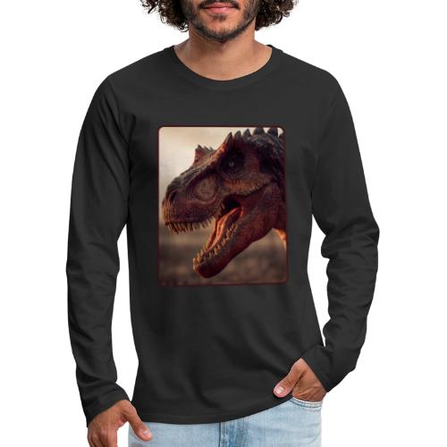 T Rex Roaring Close-Up Design - Men's Premium Long Sleeve T-Shirt