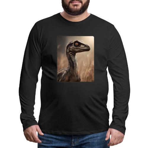 Velociraptor Feathered Portrait Design - Men's Premium Long Sleeve T-Shirt