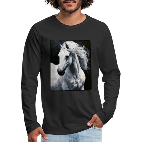 White Horse Oil Painting Design - Men's Premium Long Sleeve T-Shirt