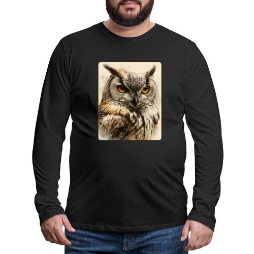 Great Horned Owl Watercolor Design - Men's Premium Long Sleeve T-Shirt