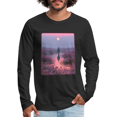 Ethereal Sunset Flower Field Art - Men's Premium Long Sleeve T-Shirt