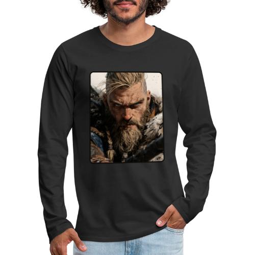 Fierce Viking Warrior Portrait - Men's Premium Long Sleeve T-Shirt