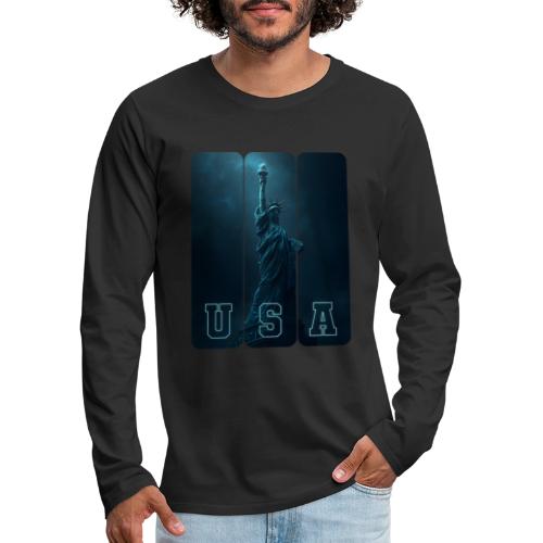 Neon Liberty USA Triptych - Men's Premium Long Sleeve T-Shirt