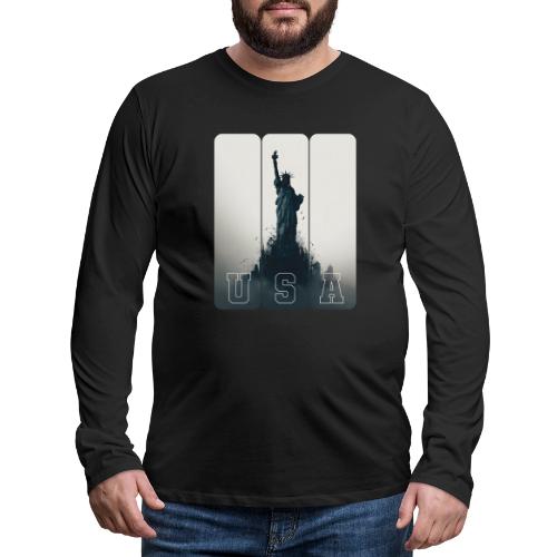 USA: Liberty Rising Over Manhattan - Men's Premium Long Sleeve T-Shirt