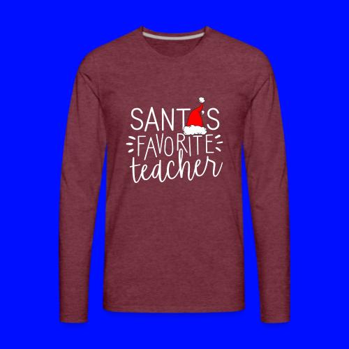 Santa's Favorite Teacher Christmas Teacher T-Shirt - Men's Premium Long Sleeve T-Shirt