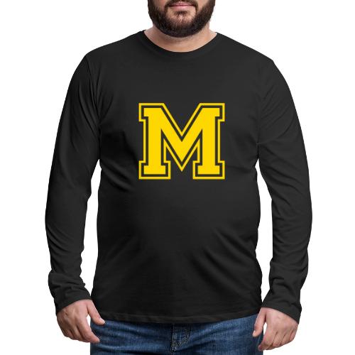 Letter M – Capital Athletic Alphabet Monogram - Men's Premium Long Sleeve T-Shirt