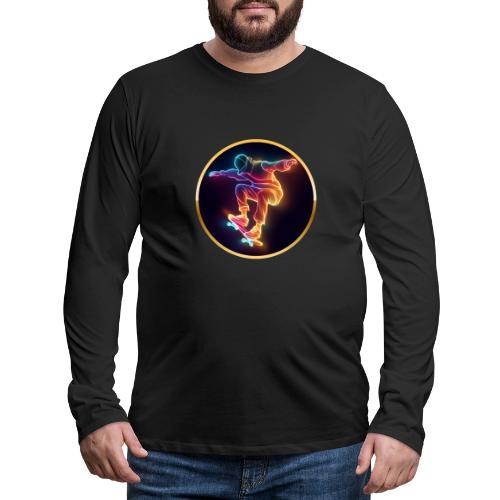 Skateboarding: Midnight Neon Skater - Men's Premium Long Sleeve T-Shirt