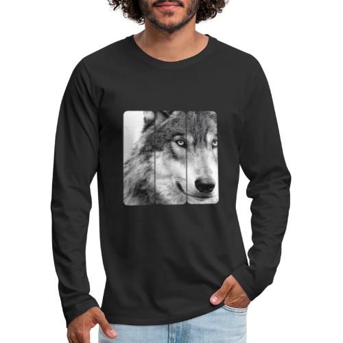 Wolf Face Triptych: Silent Alpha - Men's Premium Long Sleeve T-Shirt