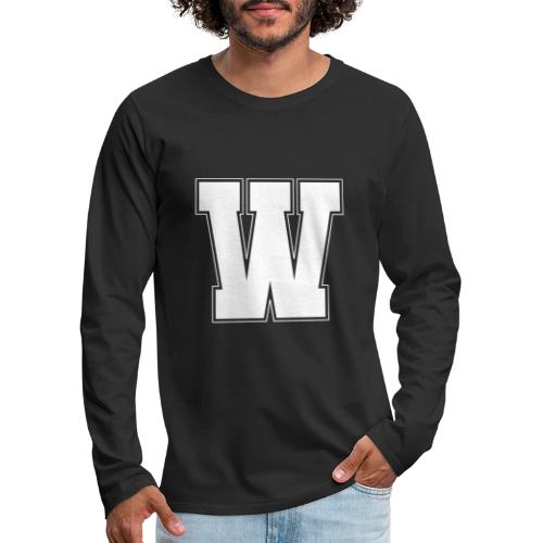 White Letter W – Varsity Alphabet Monogram - Men's Premium Long Sleeve T-Shirt