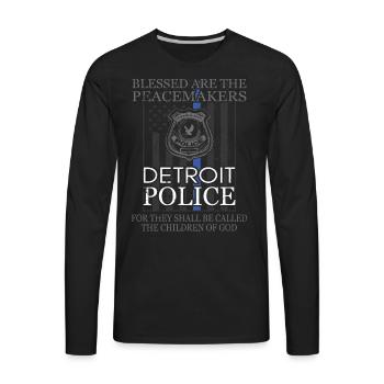 Detroit Police Support Saint Michael Police Officer Prayer - Men's Premium Long Sleeve T-Shirt - black - Front - Jose (178cm)