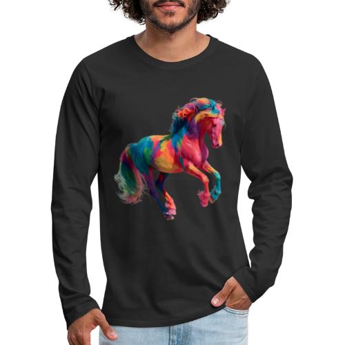 Colorful Paint Splatter Horse Art - Men's Premium Long Sleeve T-Shirt