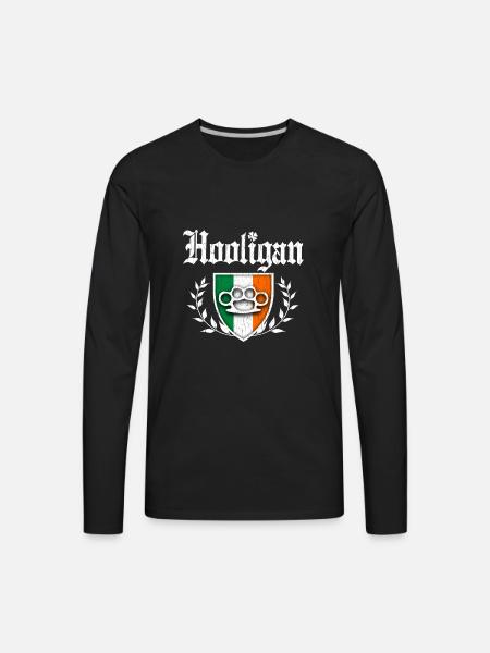 Irish Hooligan Crest vintage distressed look - Men's Premium Long Sleeve T-Shirt - black