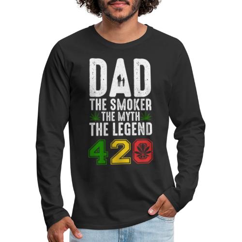 Gleeful Smoking dad The smoker the myth the legend - Men's Premium Long Sleeve T-Shirt