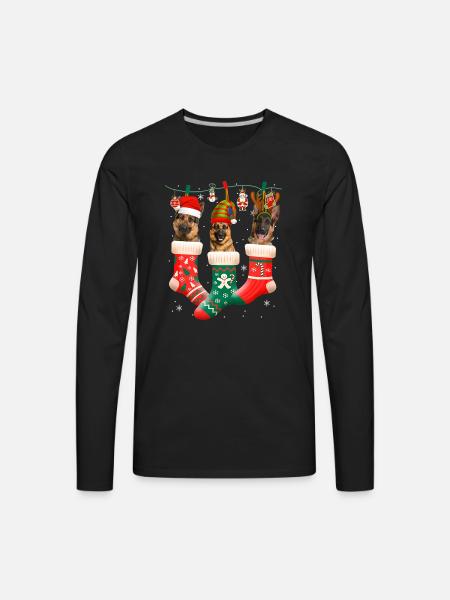 Christmas German Shepherd Sock - Men's Premium Long Sleeve T-Shirt - black