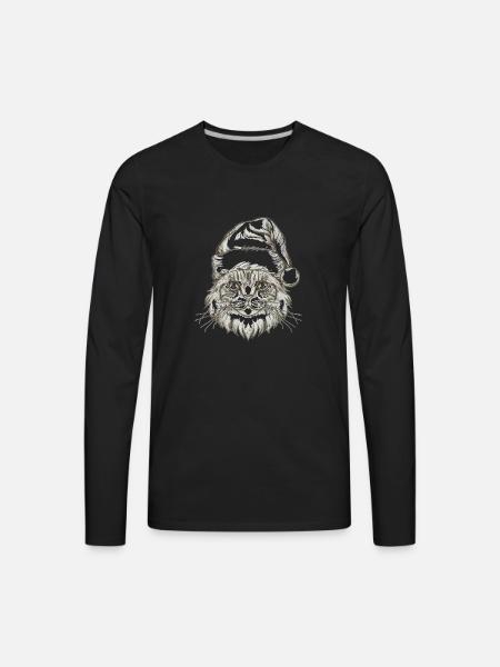 cat in santa hat2 - Men's Premium Long Sleeve T-Shirt - black