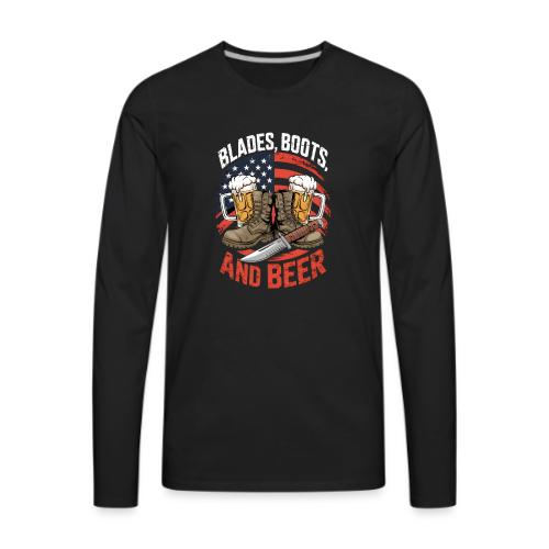Blades, Boots, and Beer - Men's Premium Long Sleeve T-Shirt