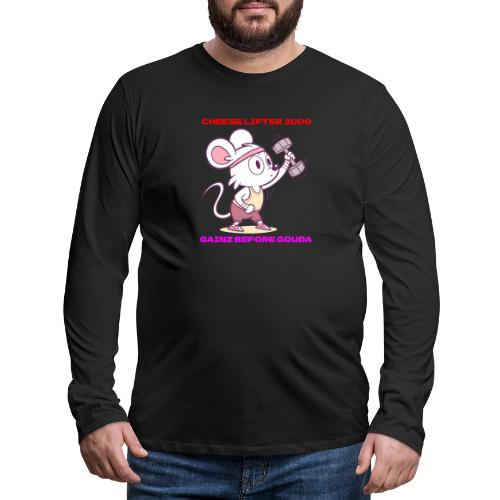 Cheese Lifter 3000 | Funny Gym Rat Mouse tshirt - Men's Premium Long Sleeve T-Shirt