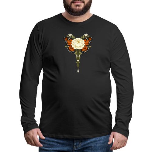 Monarch Butterfly Floral Botanical Art - Men's Premium Long Sleeve T-Shirt