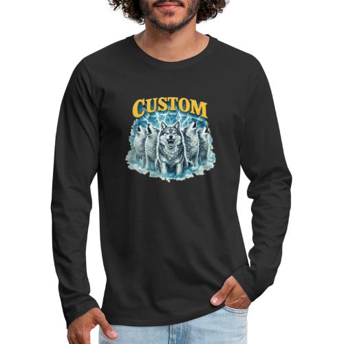 Custom Wolf Pack Howling Moon Vintage Wilderness - Men's Premium Long Sleeve T-Shirt