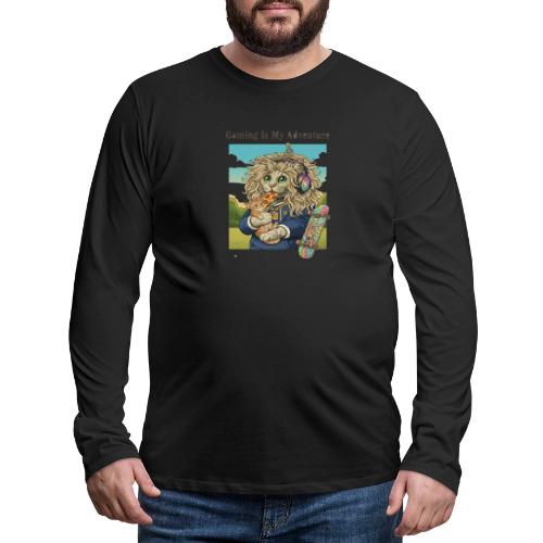 Gaming Cat Adventure: Pizza & Skates - Men's Premium Long Sleeve T-Shirt