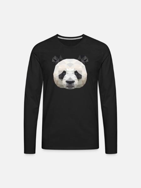 Panda Polygonal - Men's Premium Long Sleeve T-Shirt - black