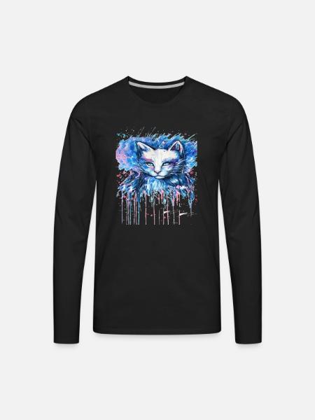 Blue Cat Real - Men's Premium Long Sleeve T-Shirt - black