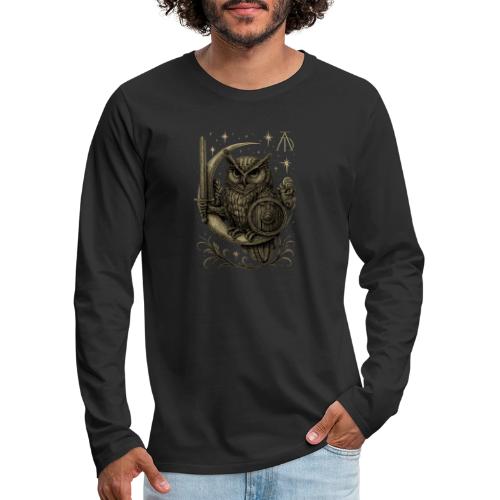 Moon Warrior Owl – Celestial Strength Tee - Men's Premium Long Sleeve T-Shirt