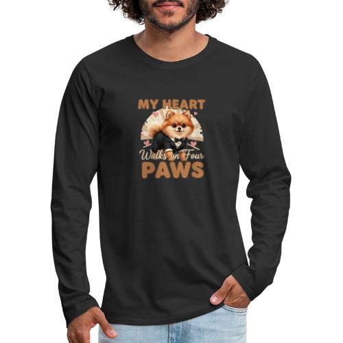 My Heart Walks on Four Paws – Pomeranian tee - Men's Premium Long Sleeve T-Shirt