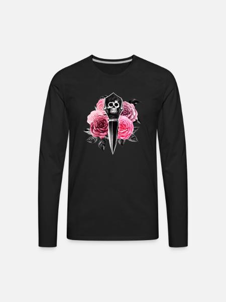 Roses and Skull Dagger - Men's Premium Long Sleeve T-Shirt - black