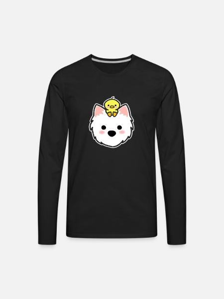 Westie with Duckie - Men's Premium Long Sleeve T-Shirt - black